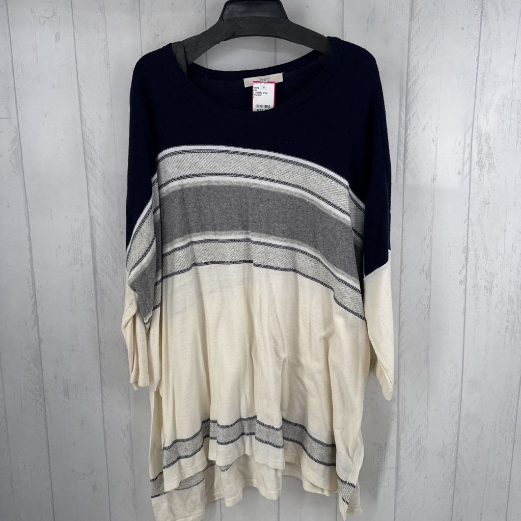 L striped drop shoulder tunic
