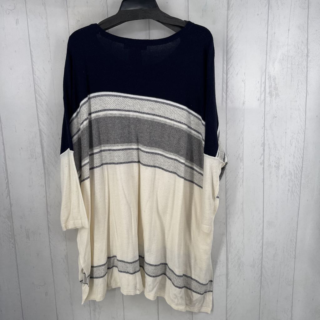 L striped drop shoulder tunic