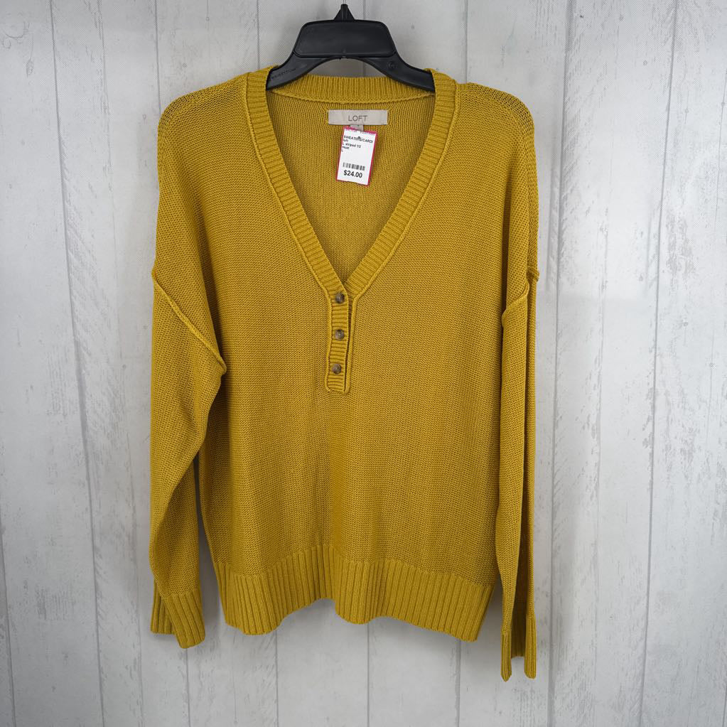 L striped 1/2 button down sweater