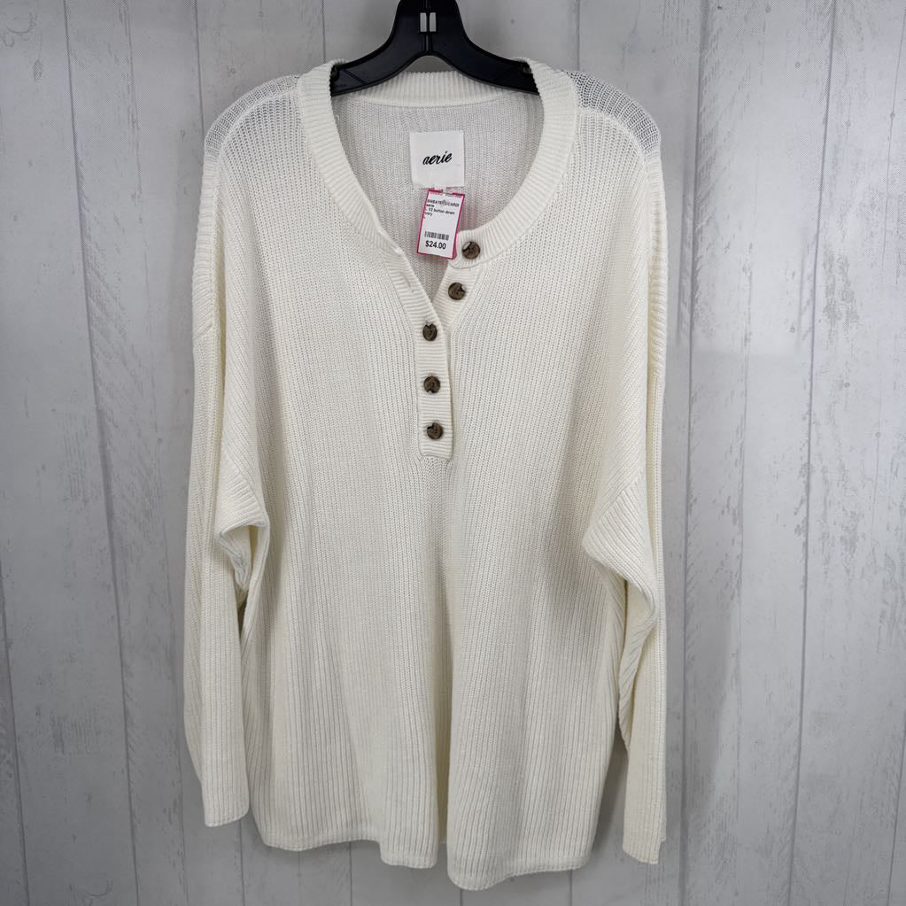 L 1/2 button down drop shoulder sweater