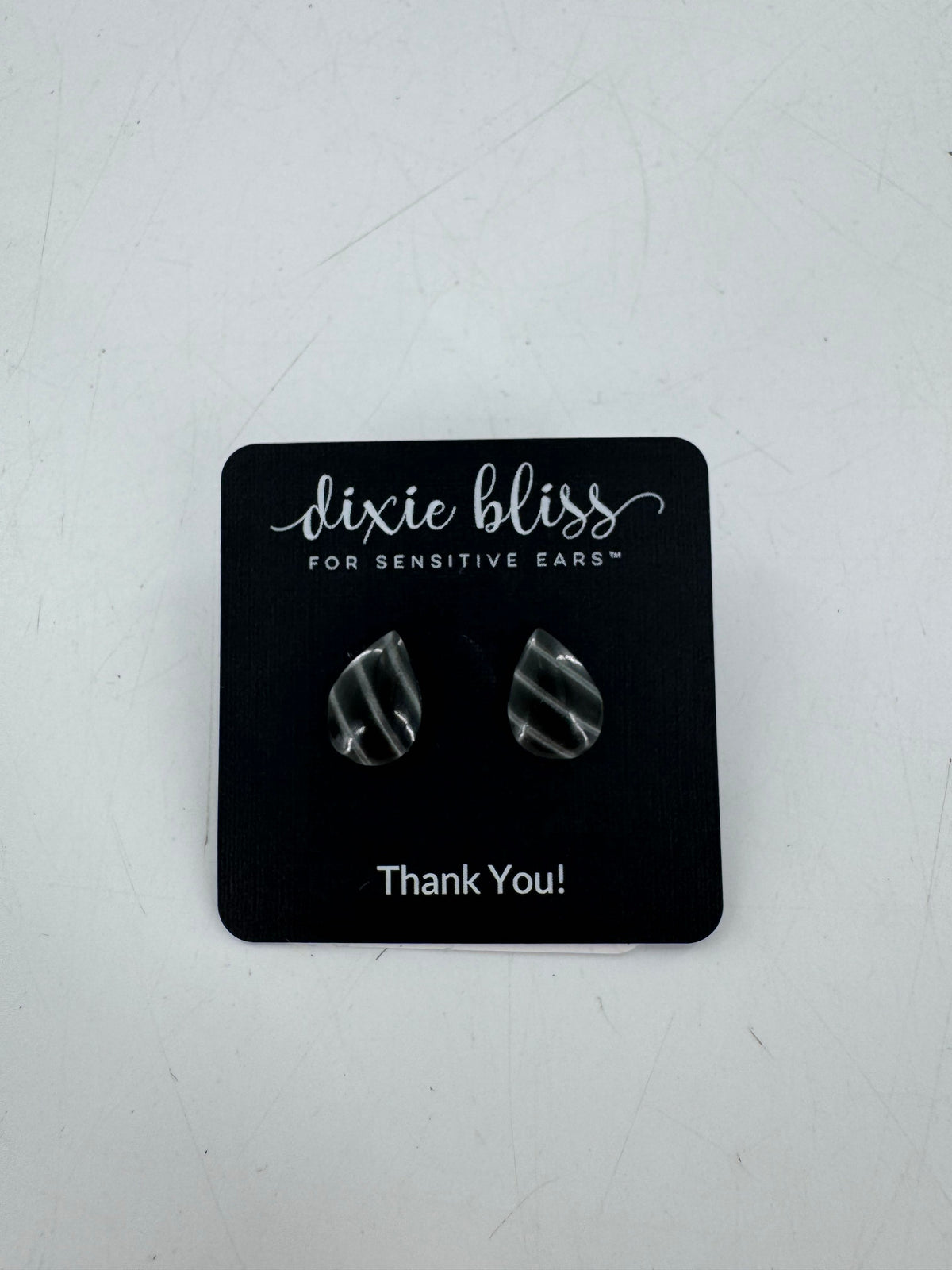 black & grey teardrop shape post earrings