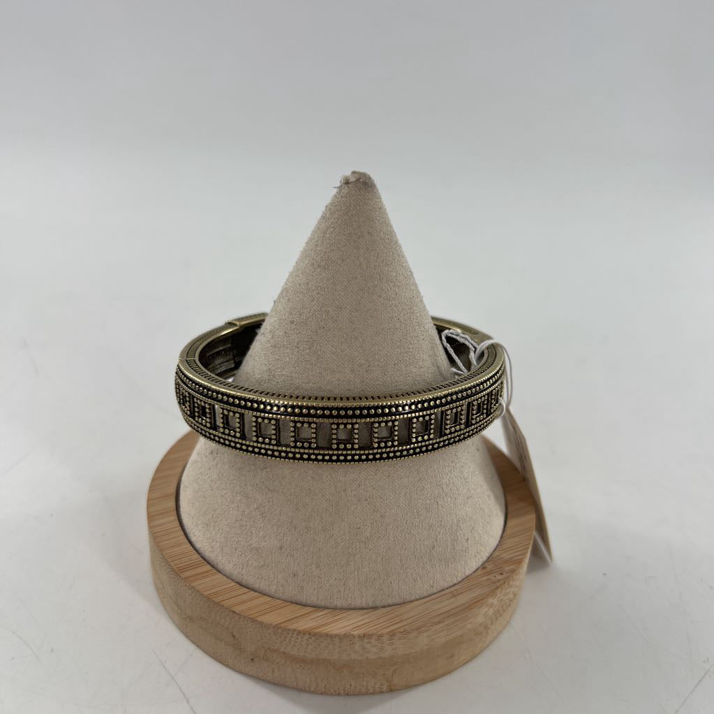 gold tone crystal hinged bracelet