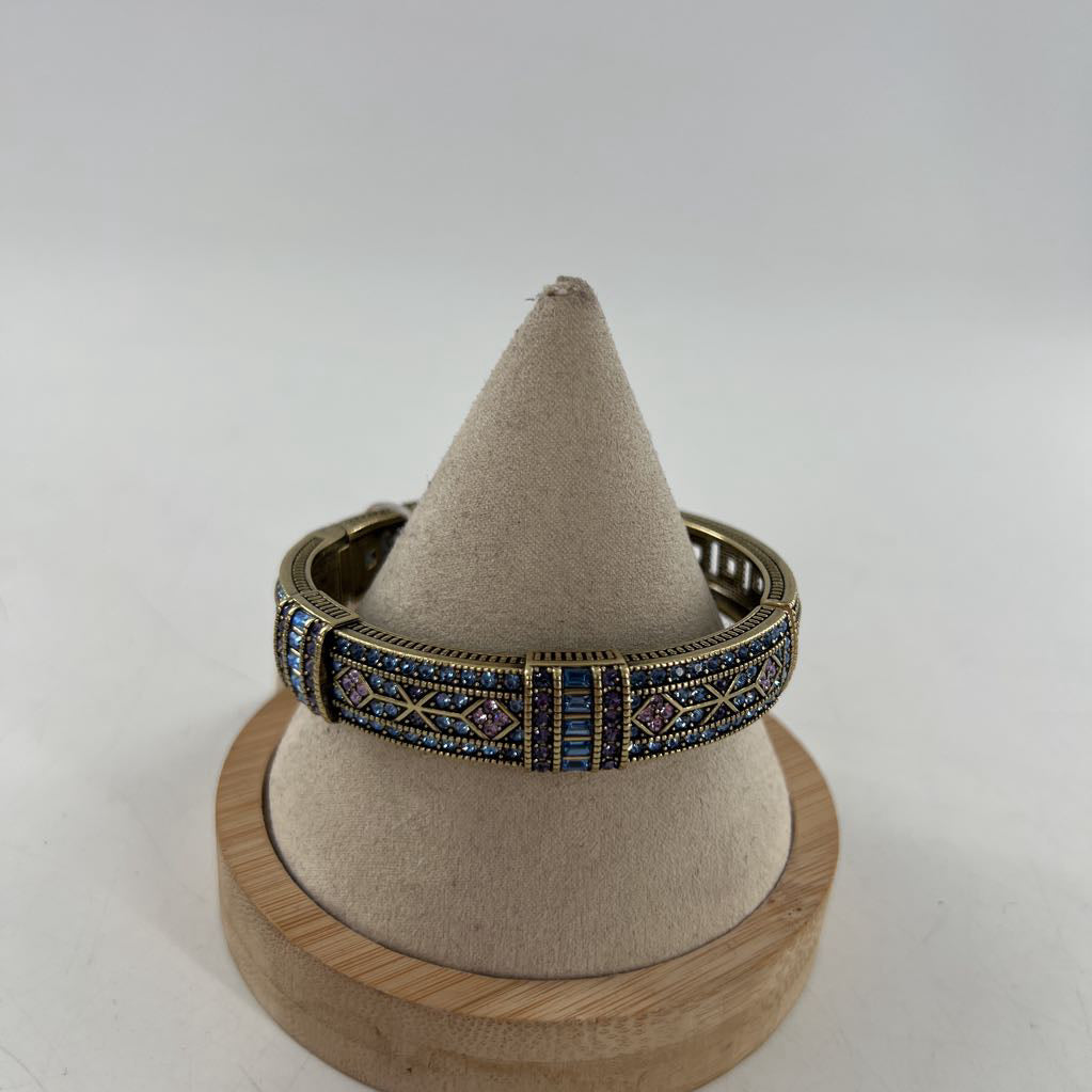 gold tone crystal hinged bracelet