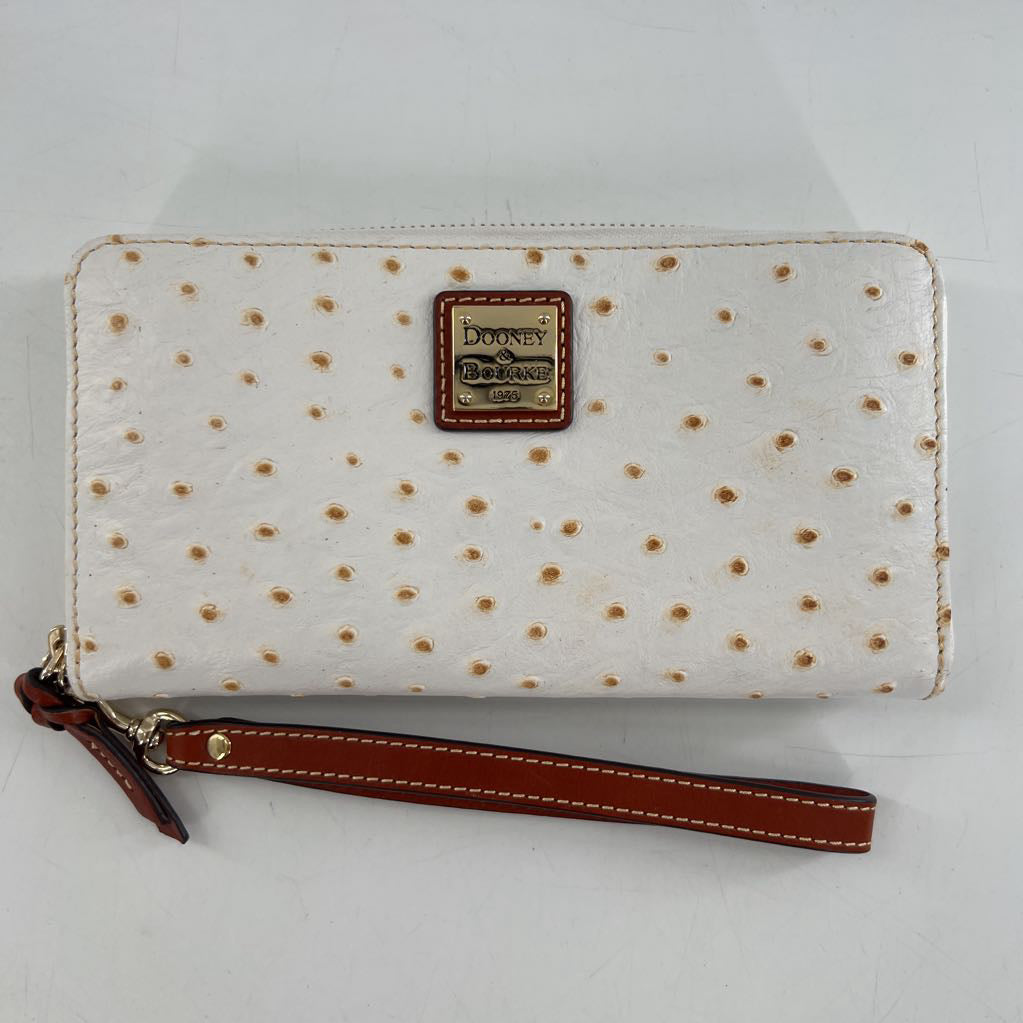 ostrich-embossed zip around wallet/wristlet