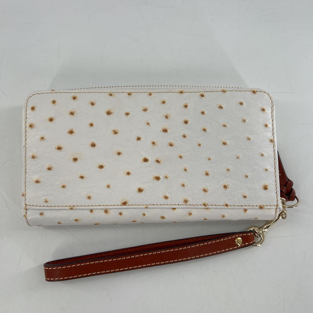 ostrich-embossed zip around wallet/wristlet