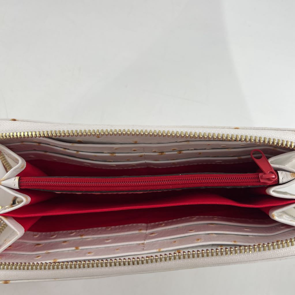 ostrich-embossed zip around wallet/wristlet