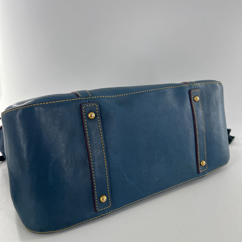 tassel top zip front flap pocket satchel