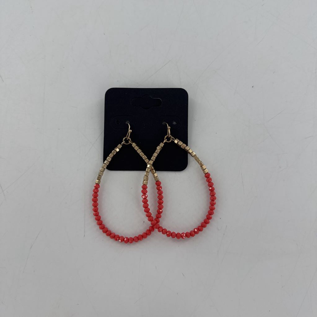 coral & golsd beaded earrings