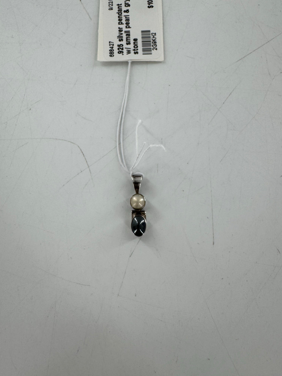 .925 silver pendant w/ small pearl & gry stone