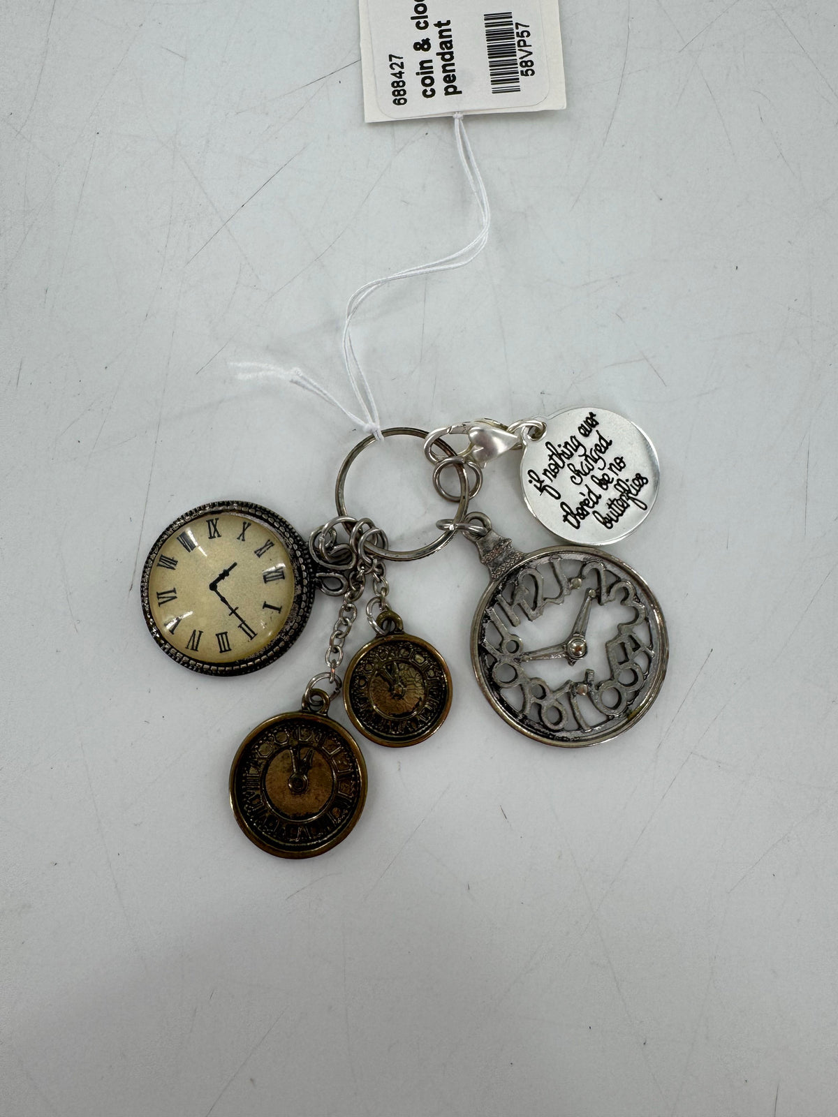 coin & clock charm pendant