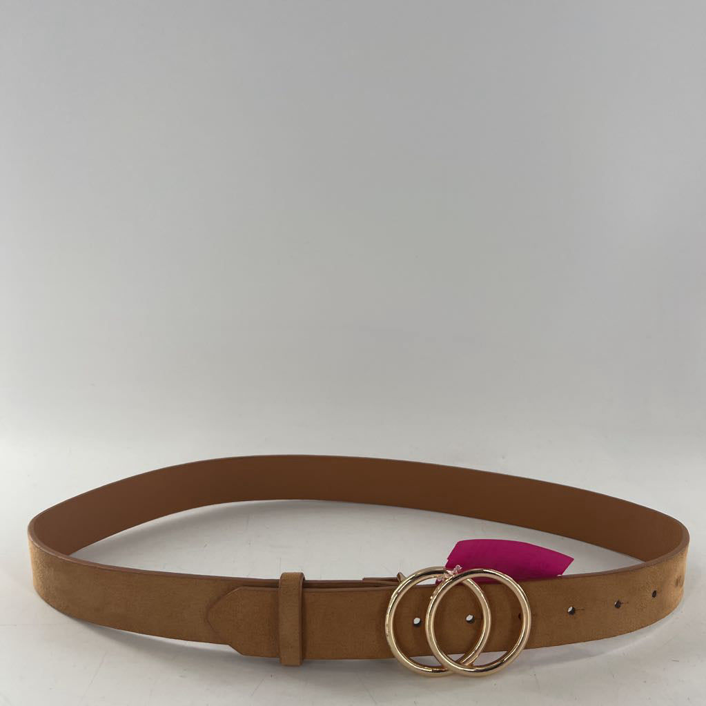 brown faux suede belt w/gold buckle