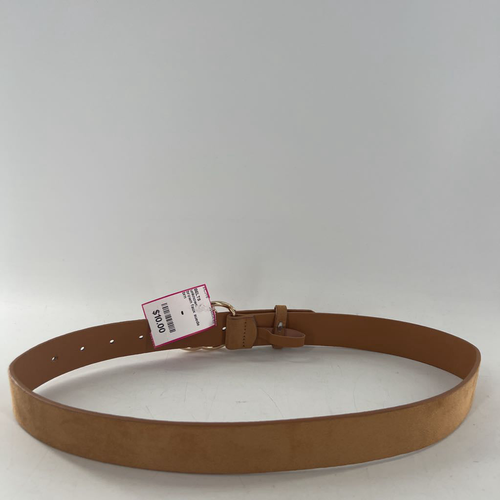 brown faux suede belt w/gold buckle