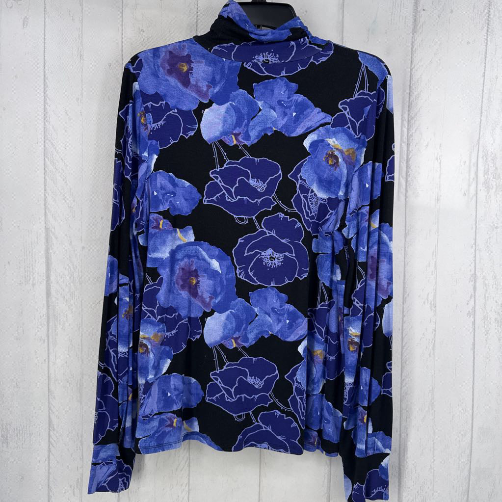M flo print notch neck l/s top