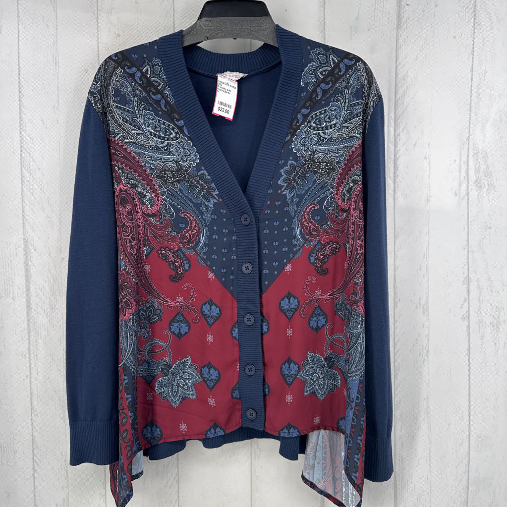 M paisley print button down cardi