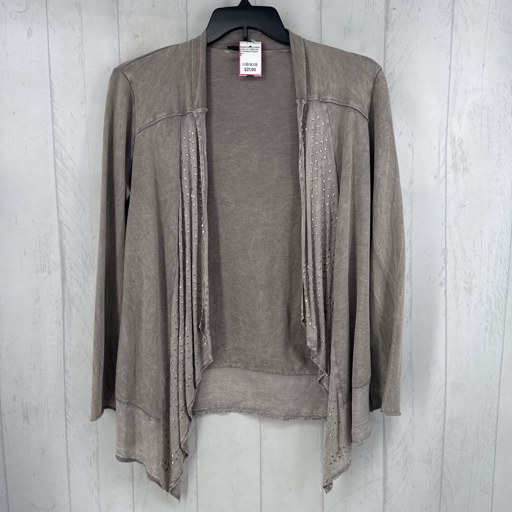 S studded draped front cardi