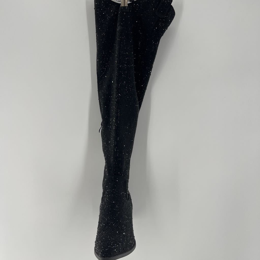 7/7.5 cowgirl rhinestone over the knee chunky heel boots