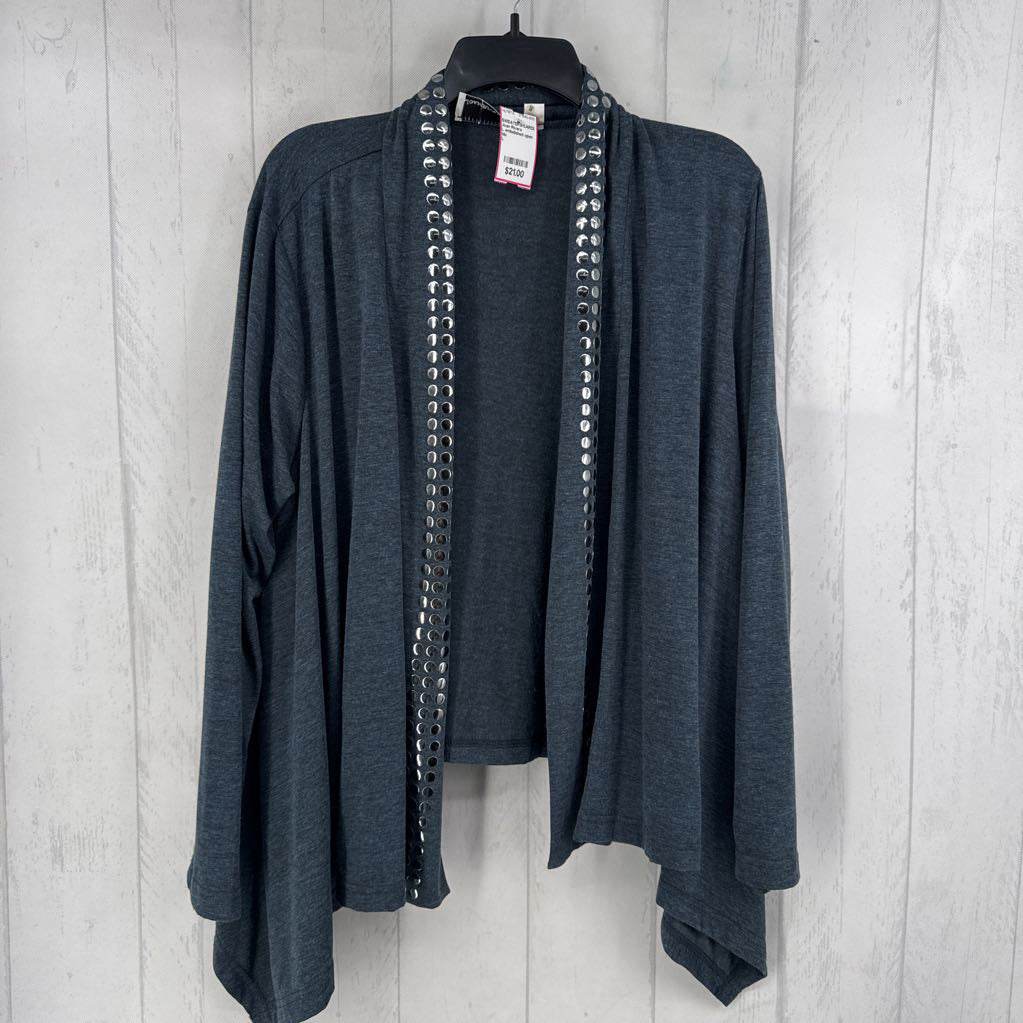 L embelished open front cardi
