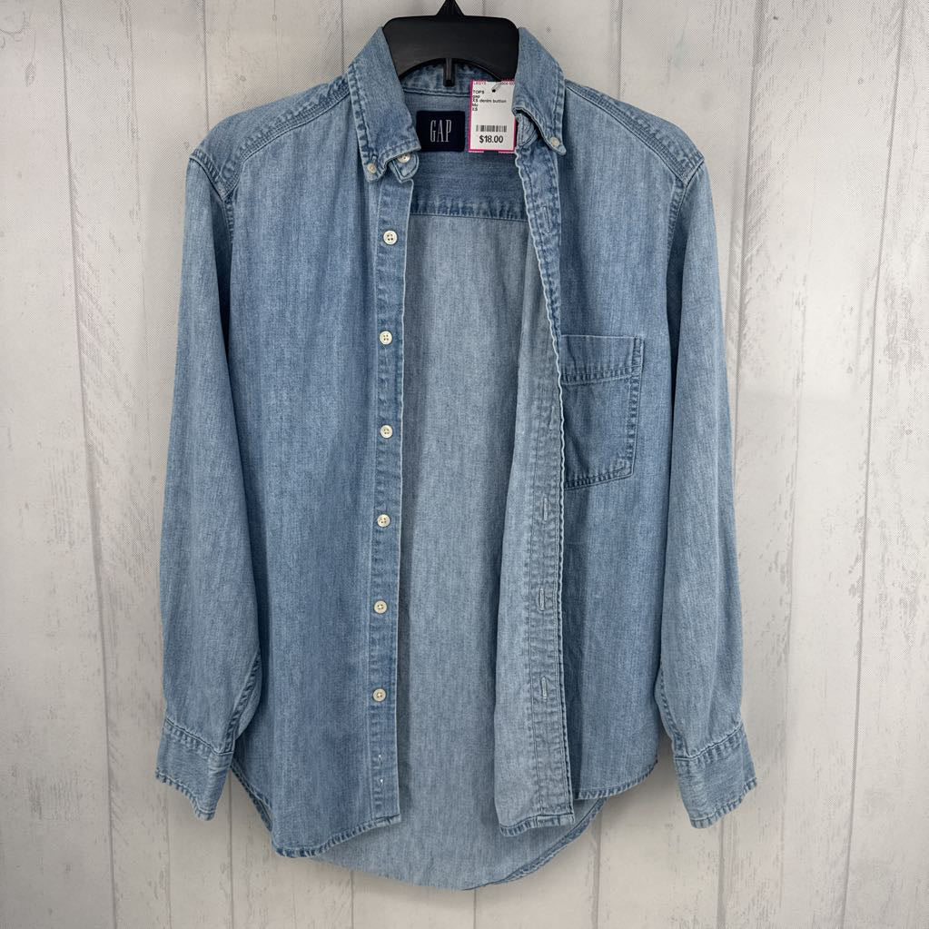 XS denim button down l/s top
