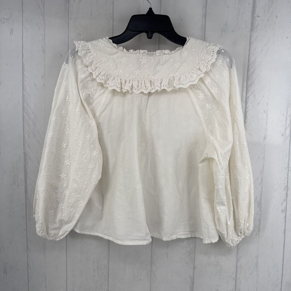 M flo embroidered button down l/s top