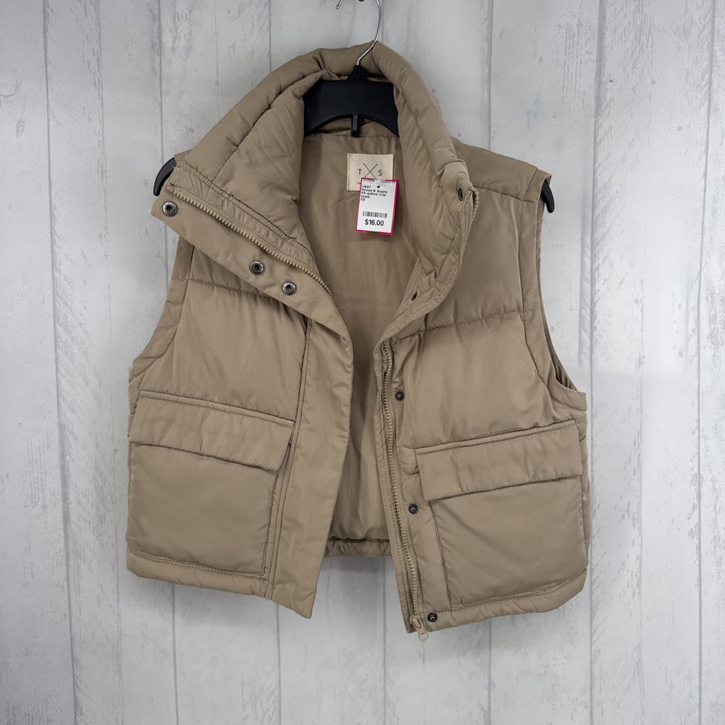 XS quilted crop puffer vest