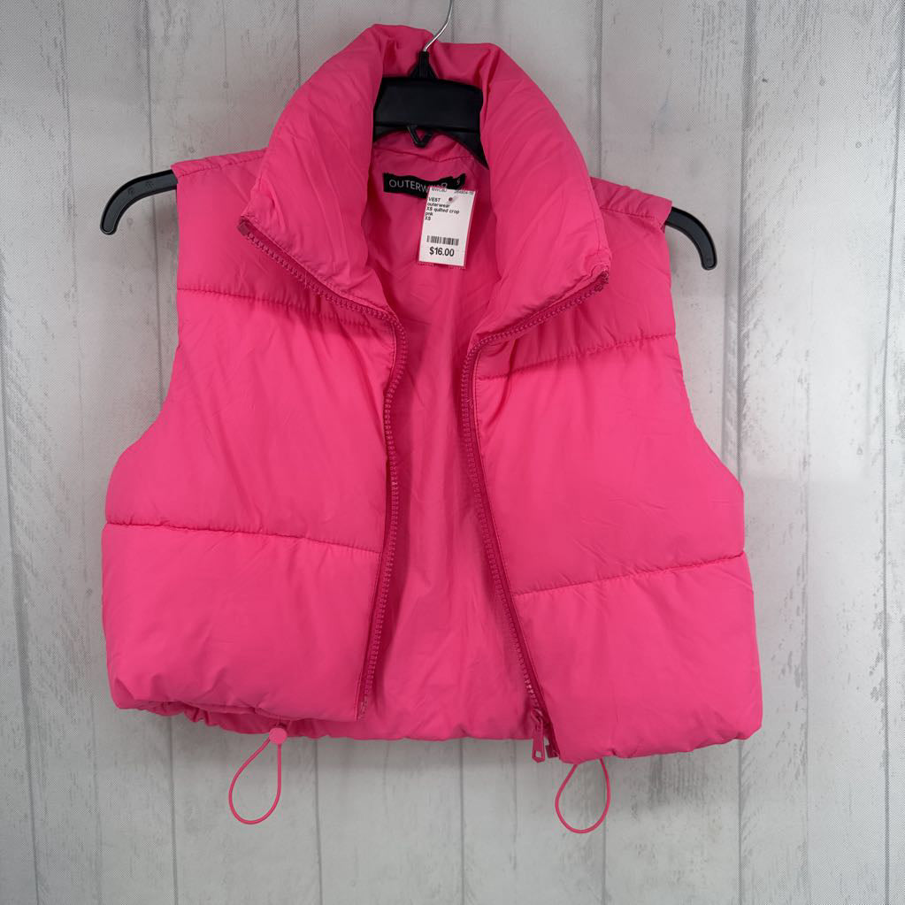 XS quilted crop puffer vest