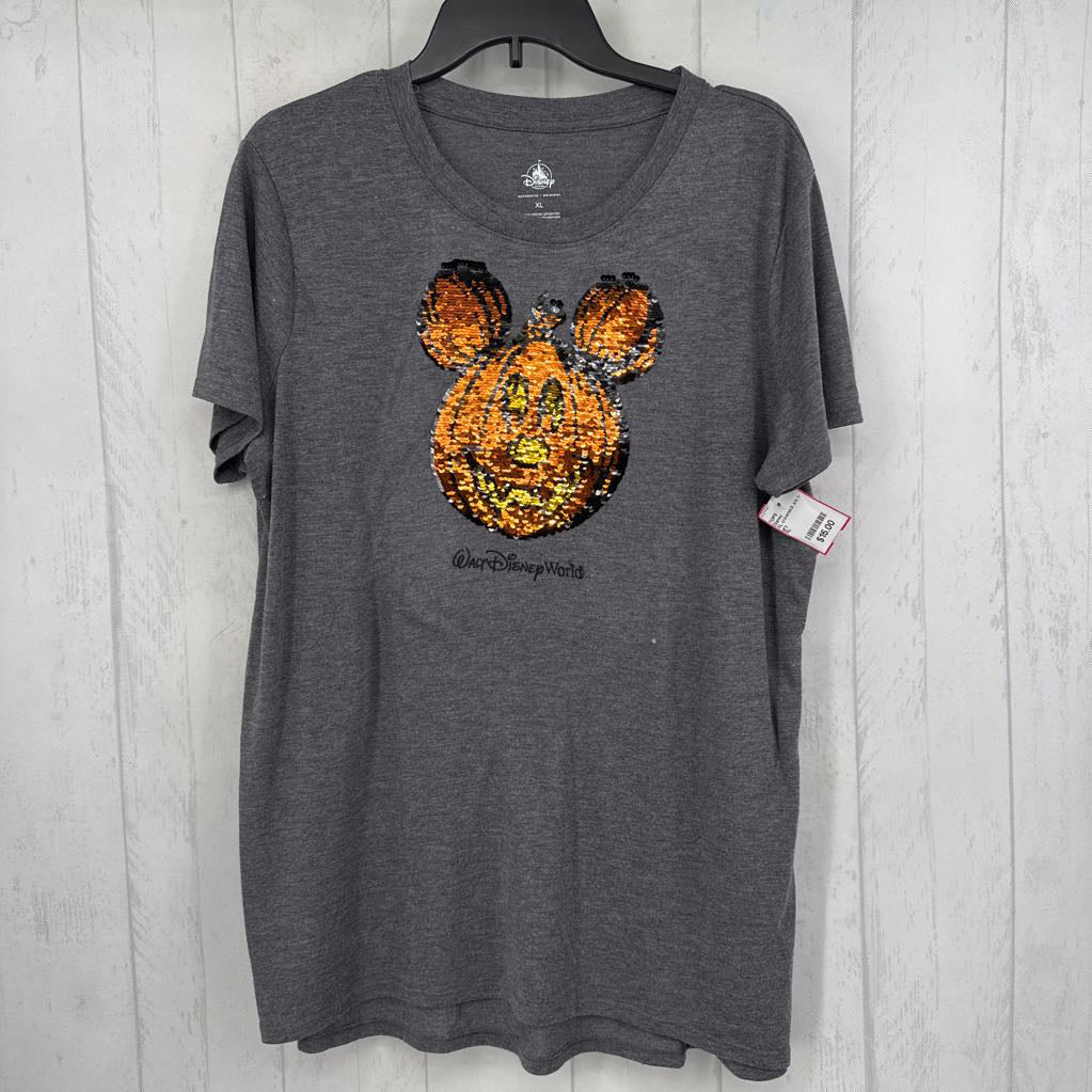 XL crewneck s/s t-shirt-sequin pumpkin