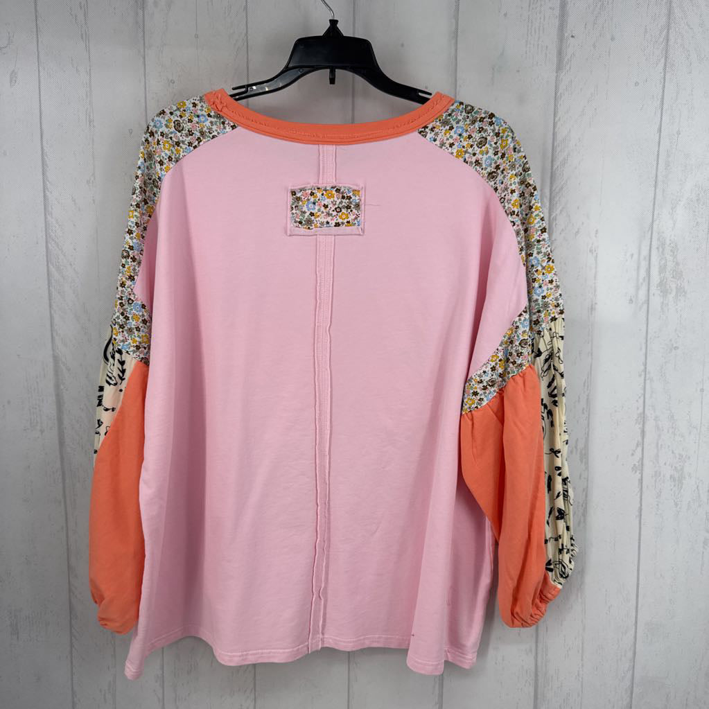 L floral patchwork l/s top