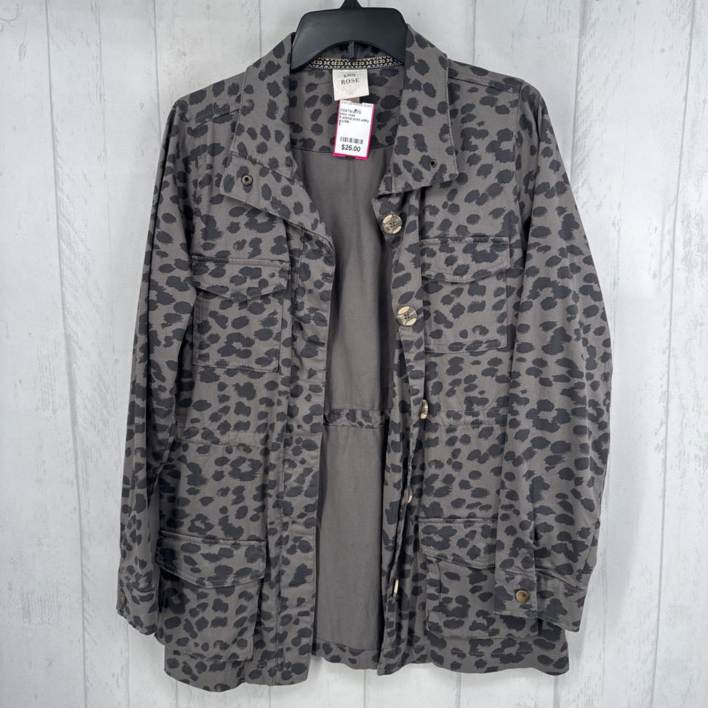 S animal print utility jacket