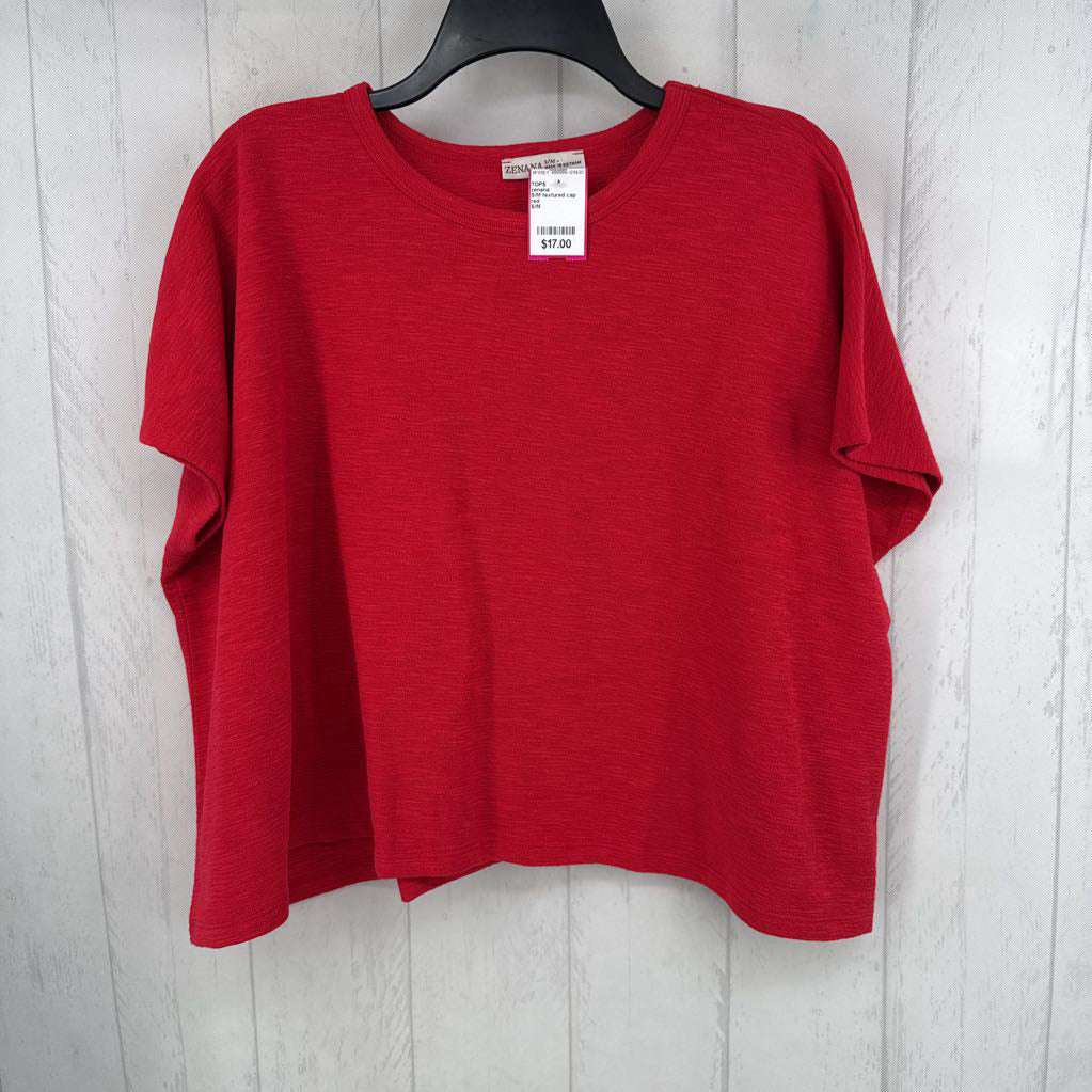 S/M textured cap slv top