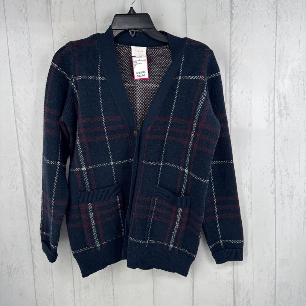 M plaid cardi