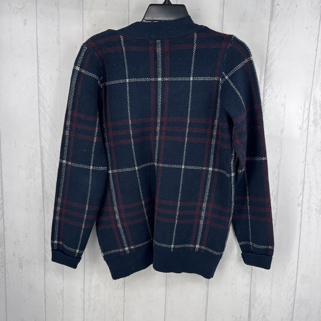 M plaid cardi