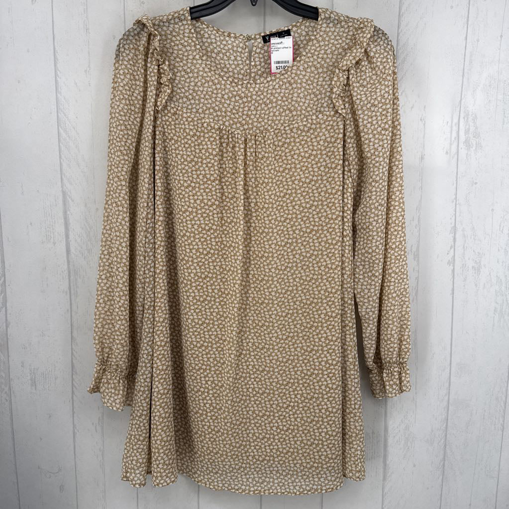 M printed ruffled l/s dress