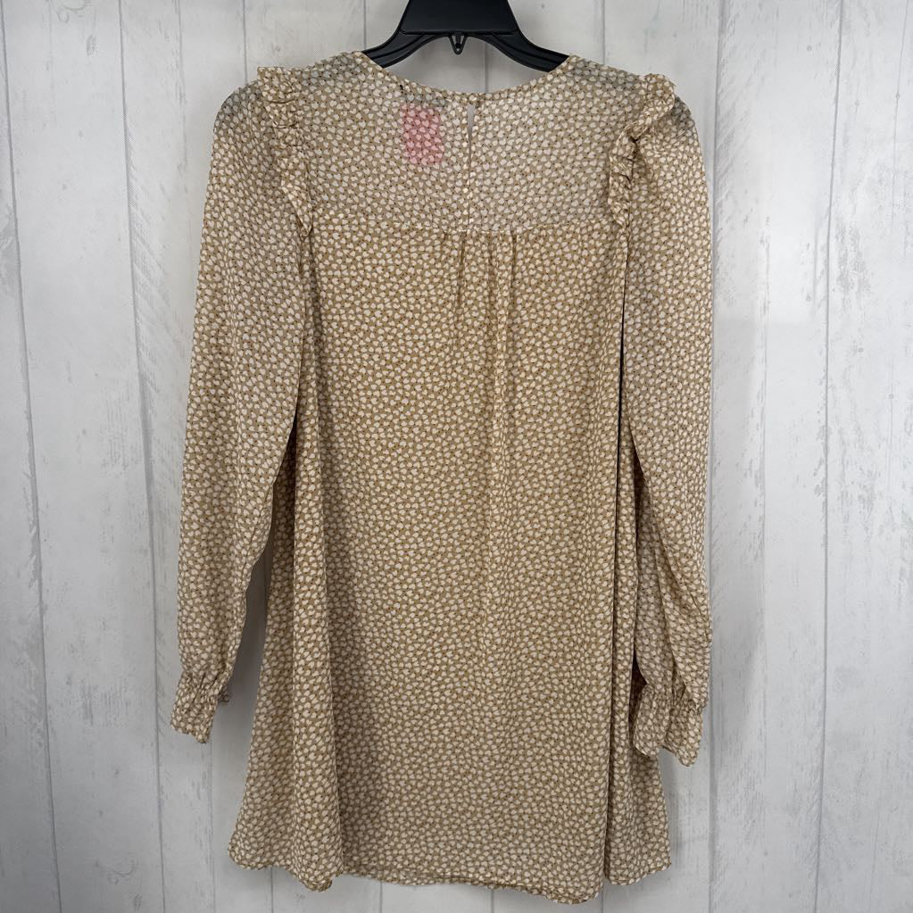 M printed ruffled l/s dress