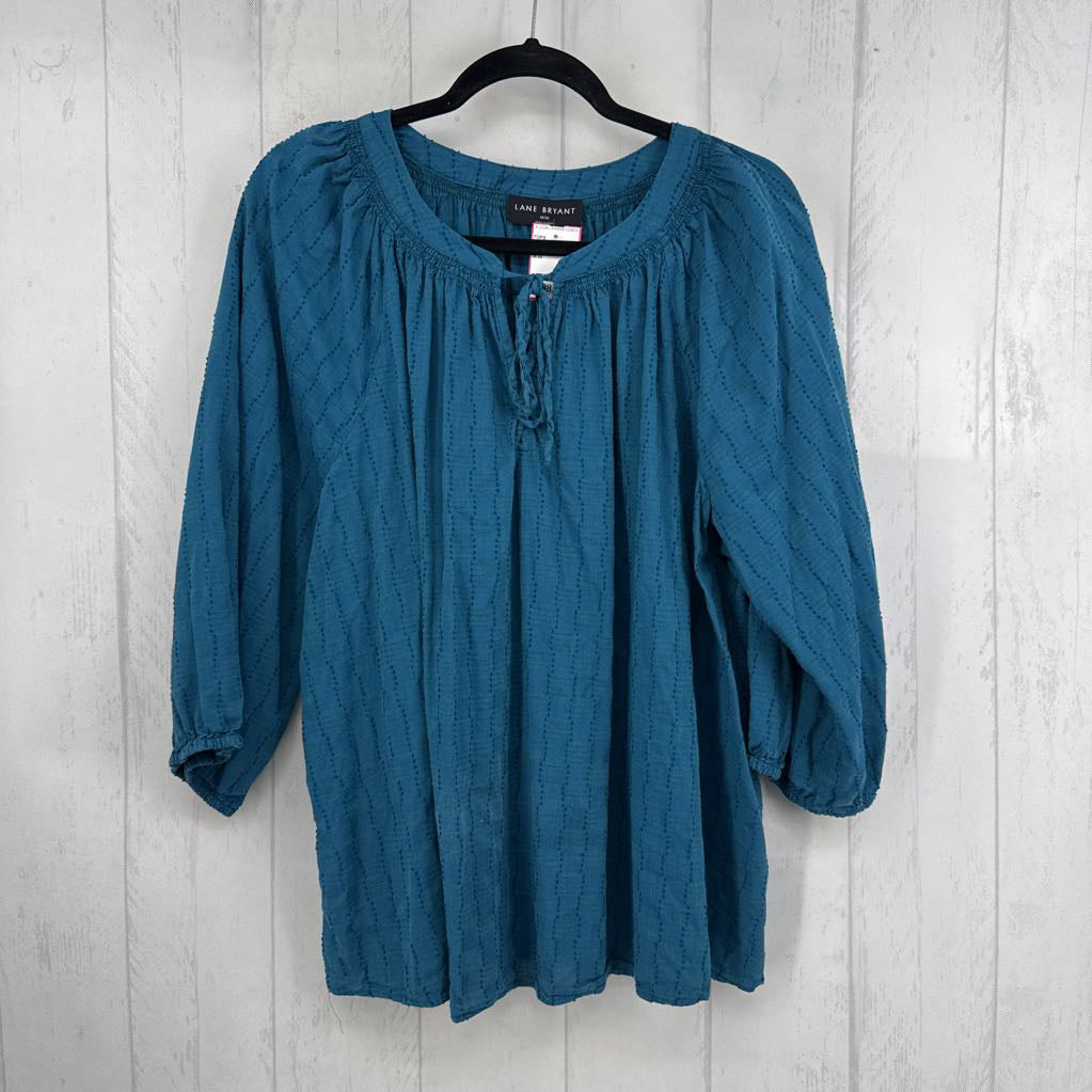 18/20 textured tie-front 3/4 slv top