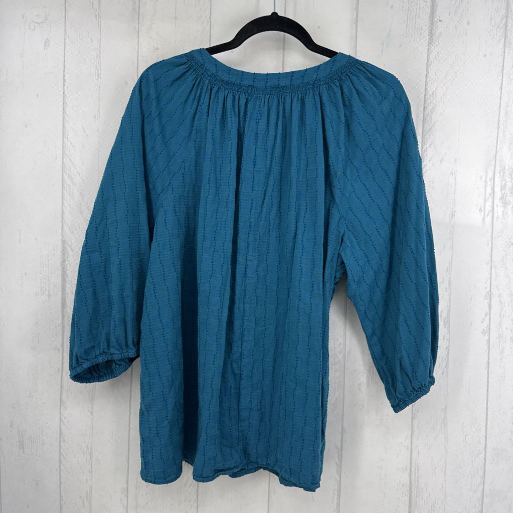 18/20 textured tie-front 3/4 slv top