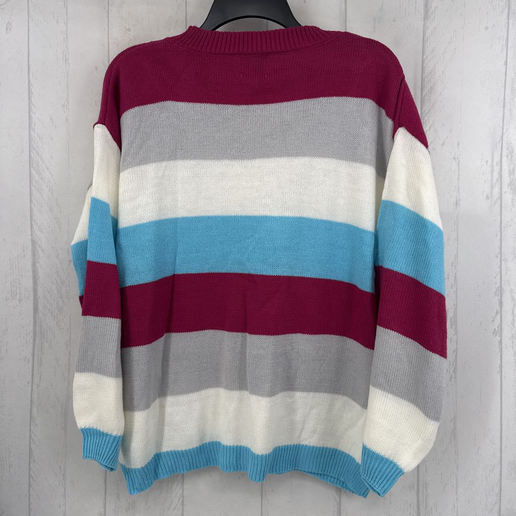 M striped crewneck sweater