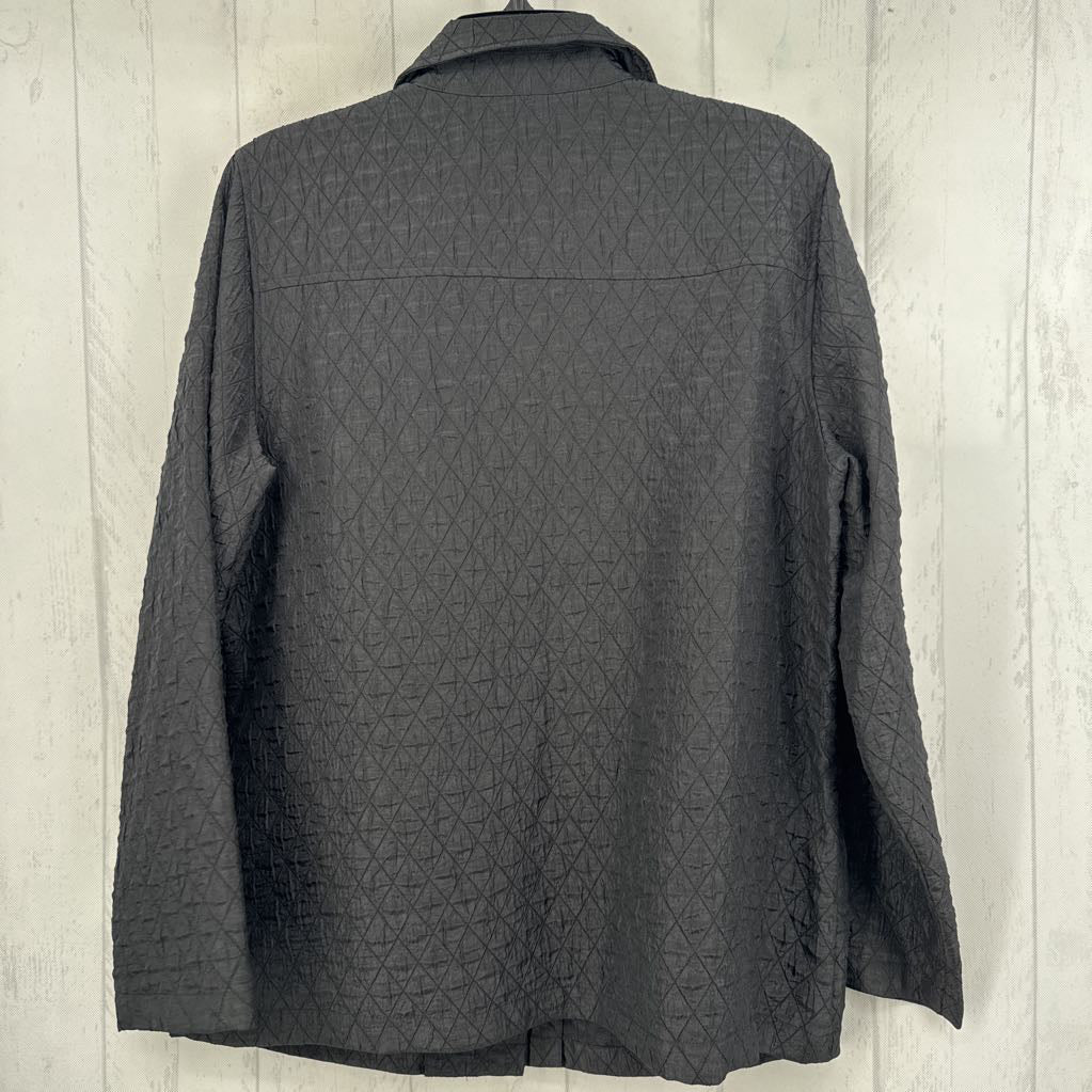 L textured button down jacket