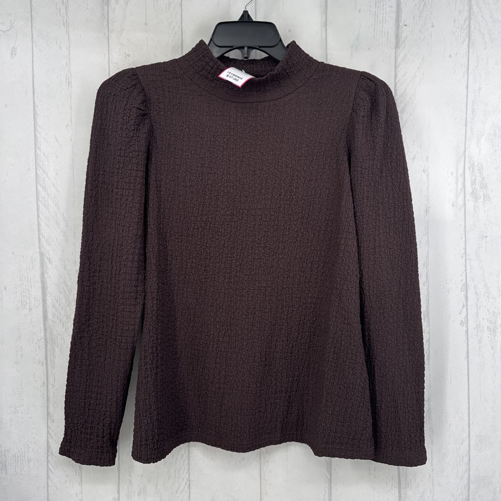 L textured mock neck l/s top