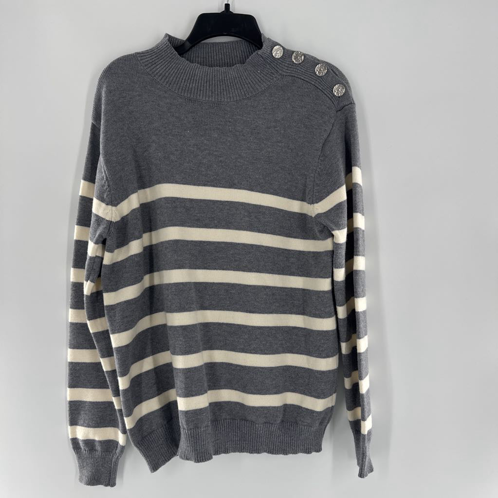 L mockneck striped sweater