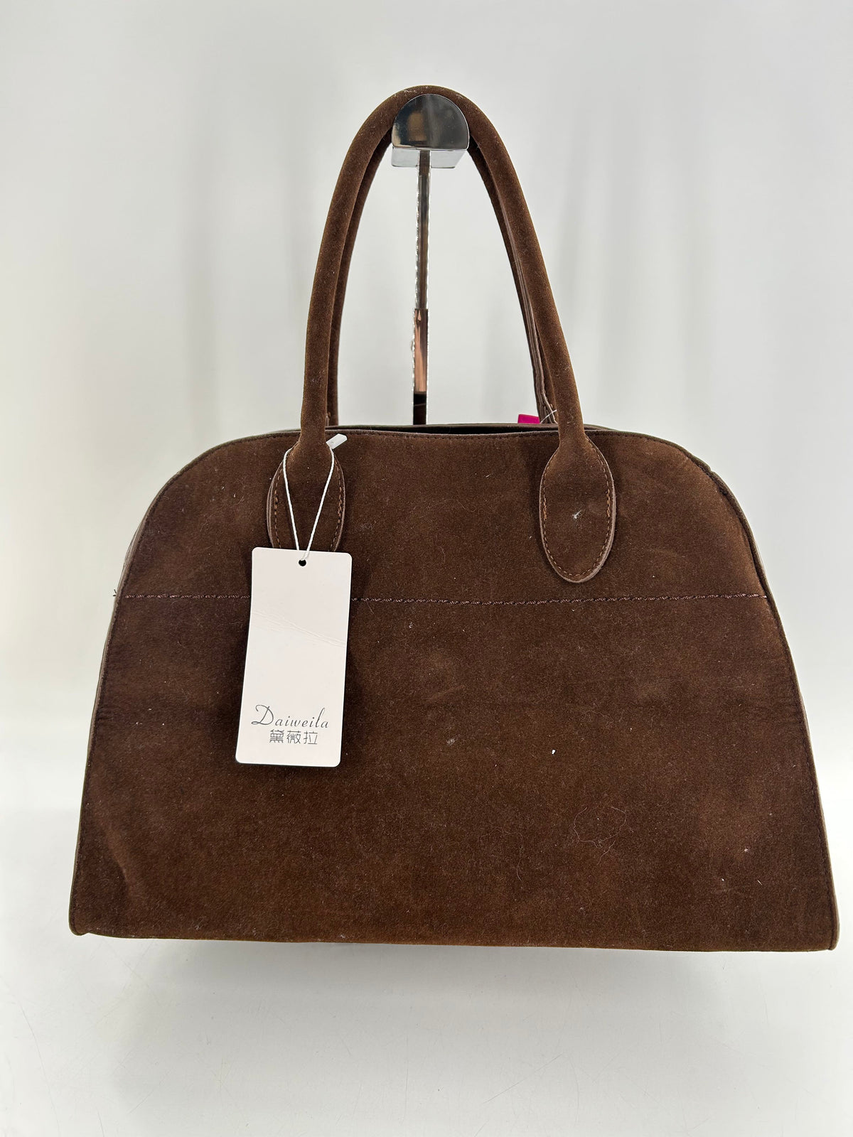 faux suede sueal handle satchel