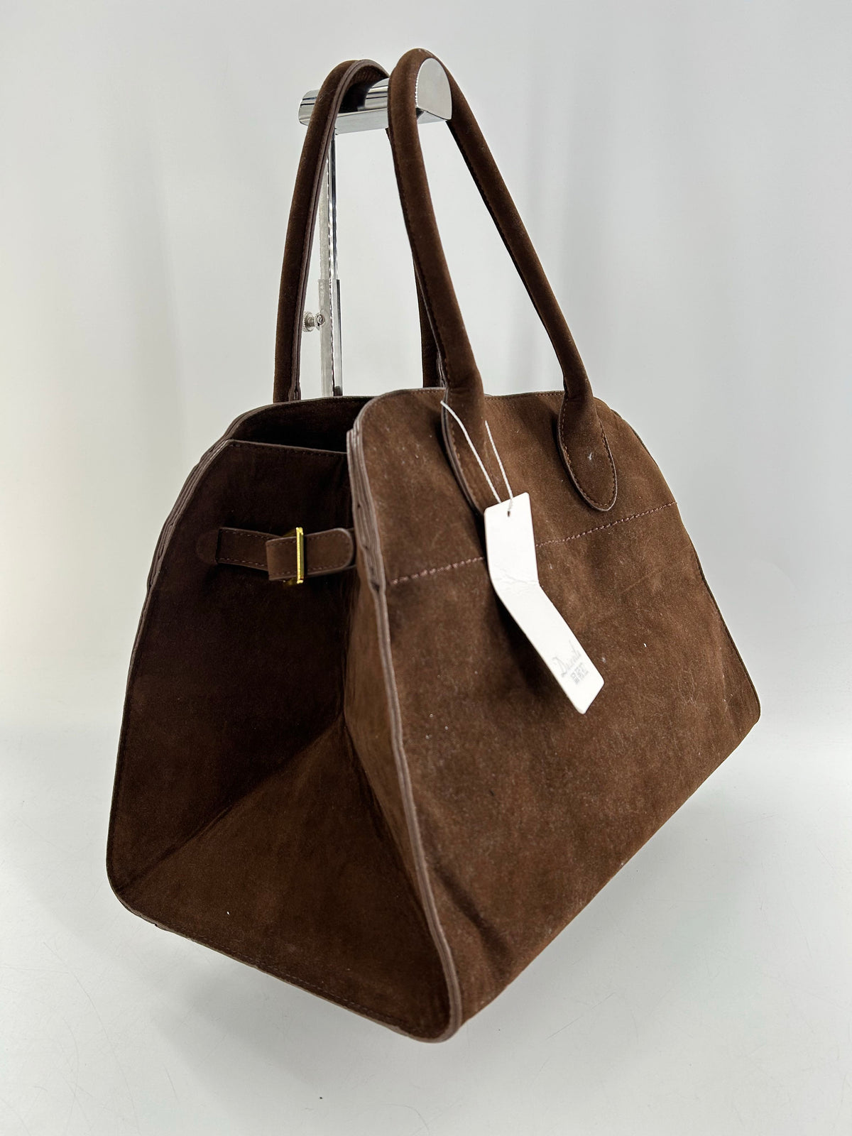 faux suede sueal handle satchel