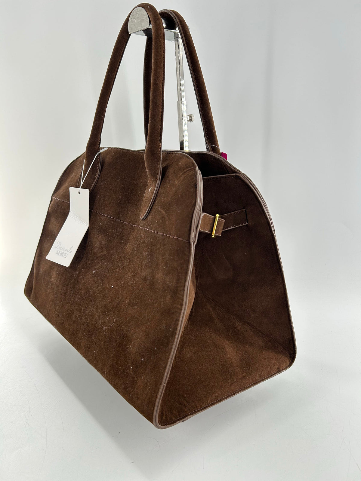 faux suede sueal handle satchel