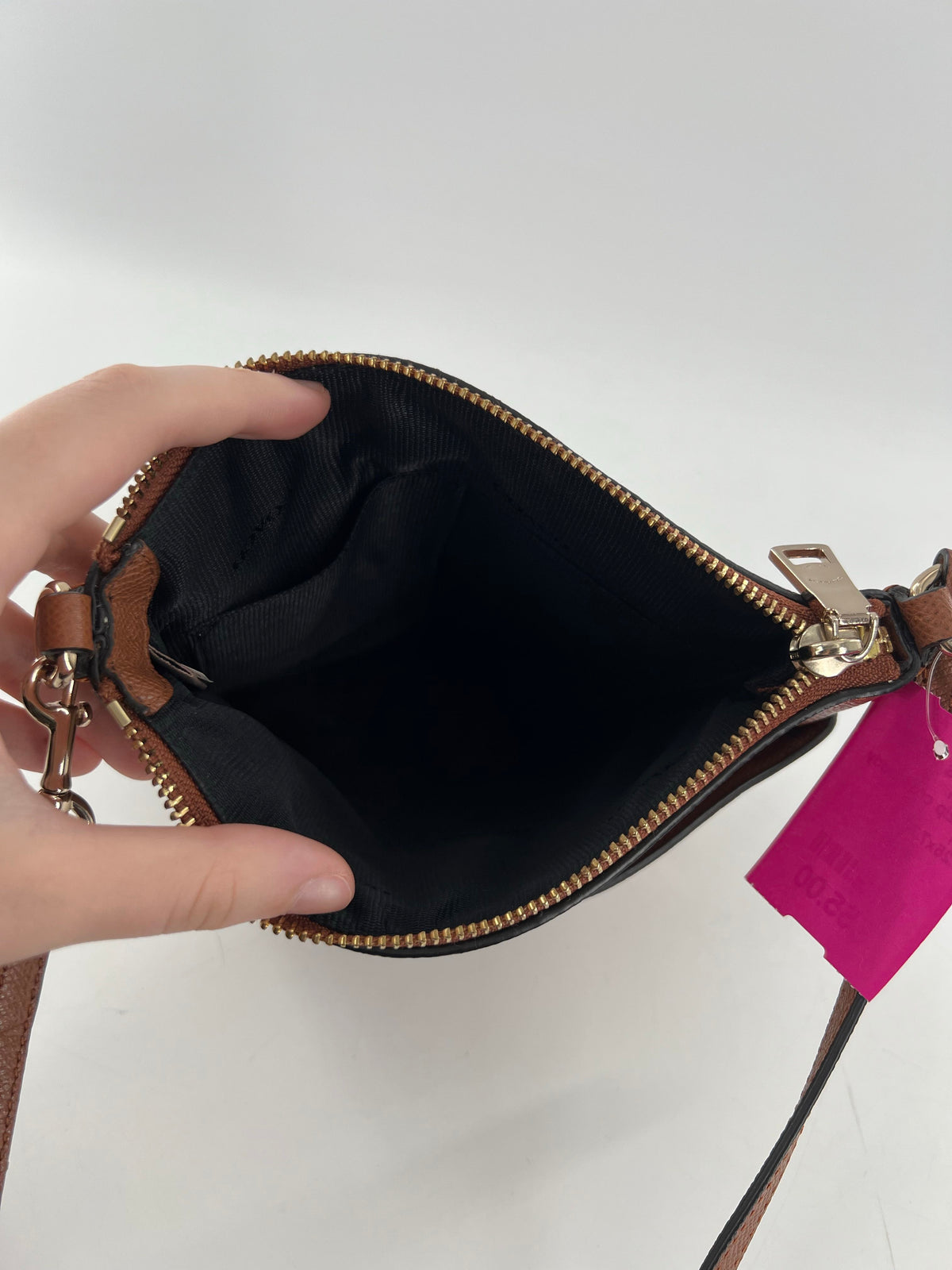 top zip crossbody w/ slip pocket