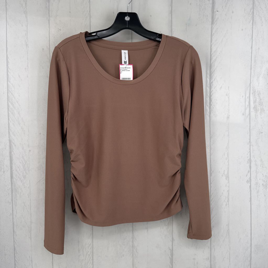 M ribbed ruched sides l/s top
