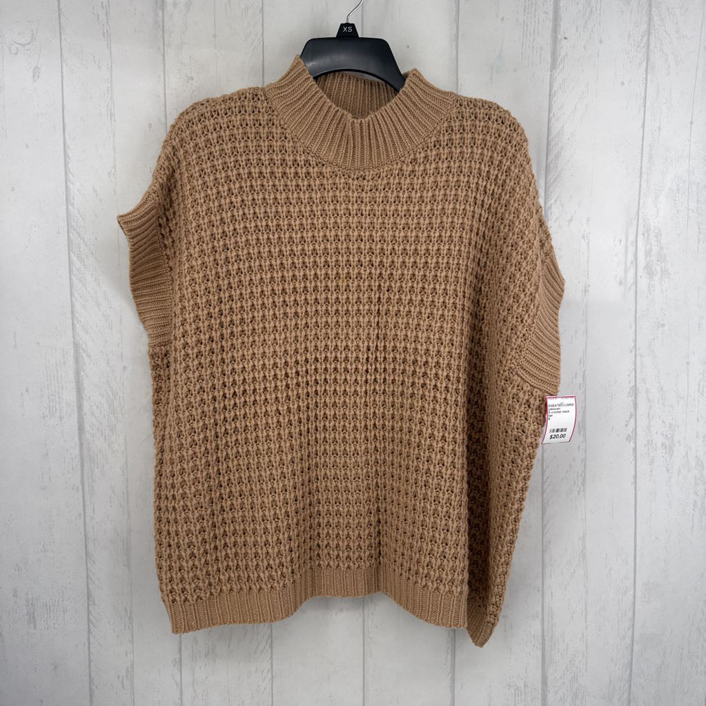S crochet mock neck cap slv sweater