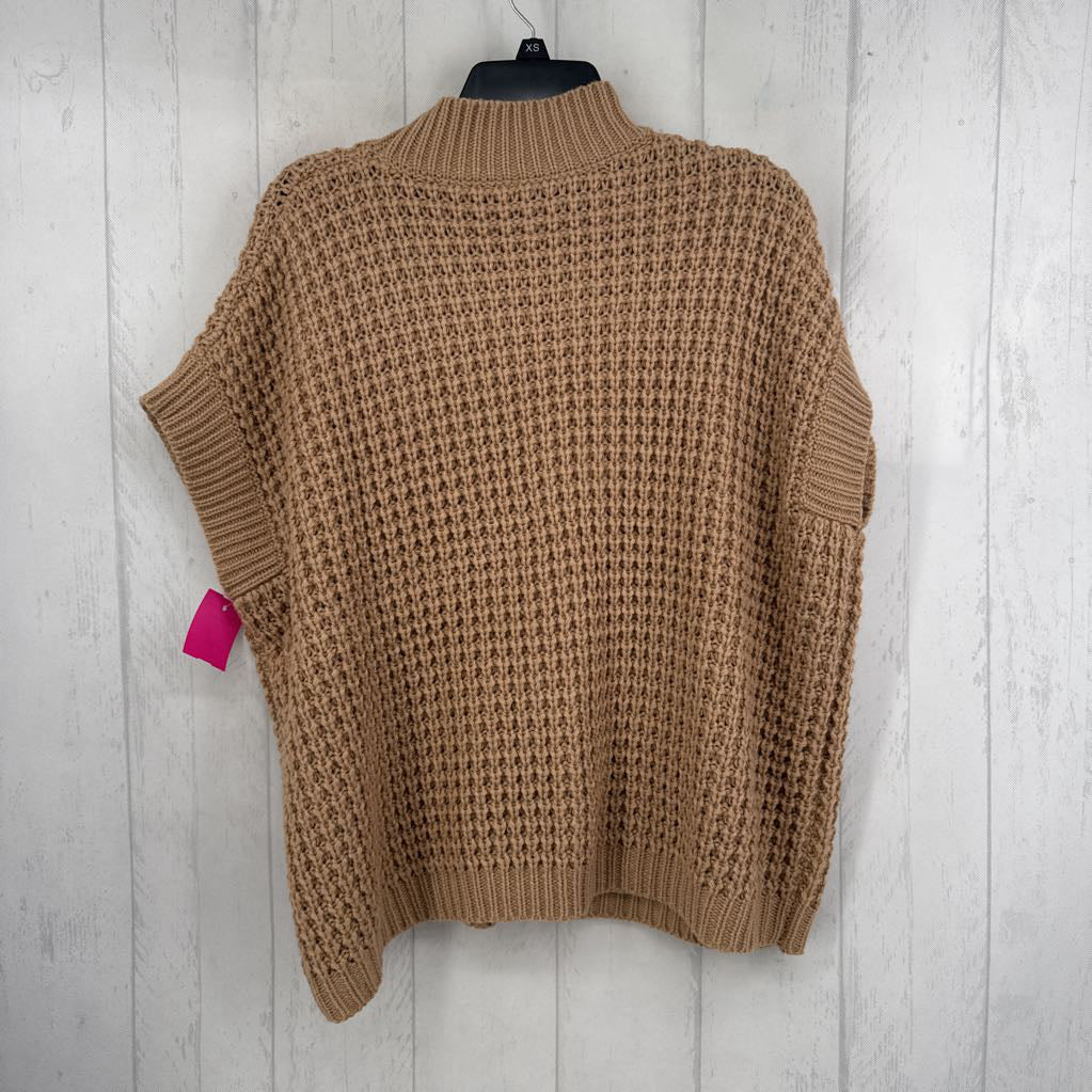 S crochet mock neck cap slv sweater