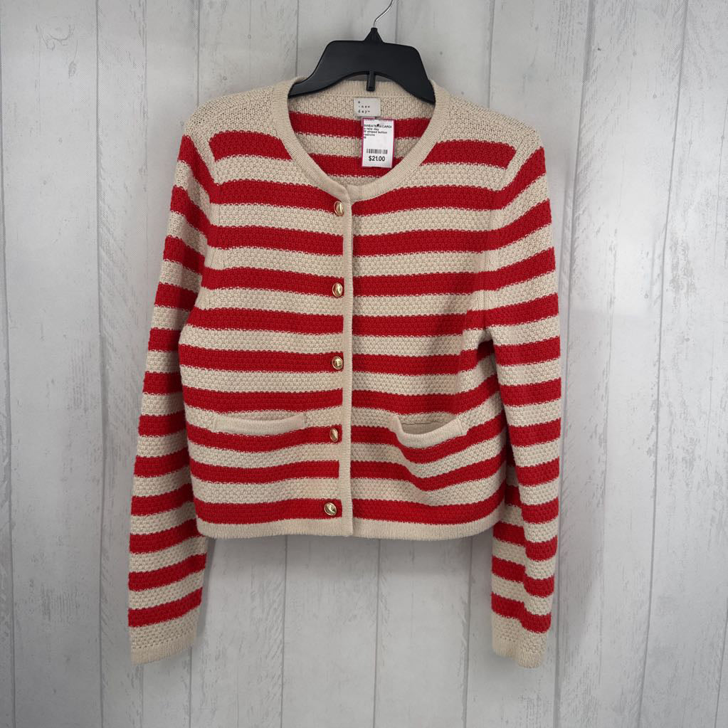M striped button down cardi