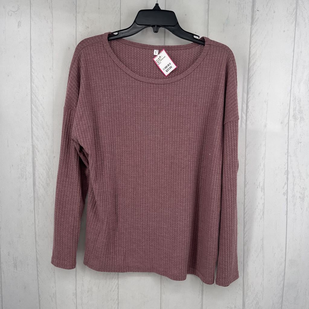 L 2pc waffle knit shorts set