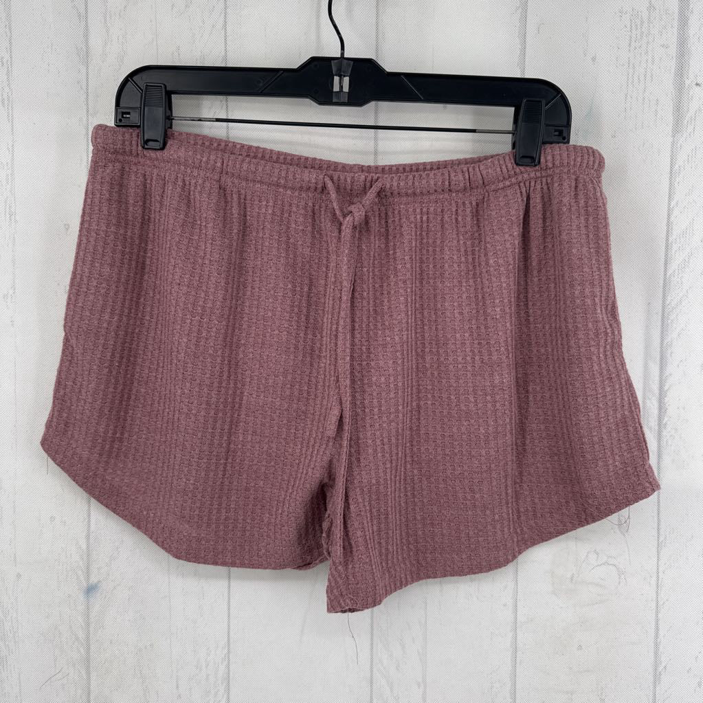 L 2pc waffle knit shorts set