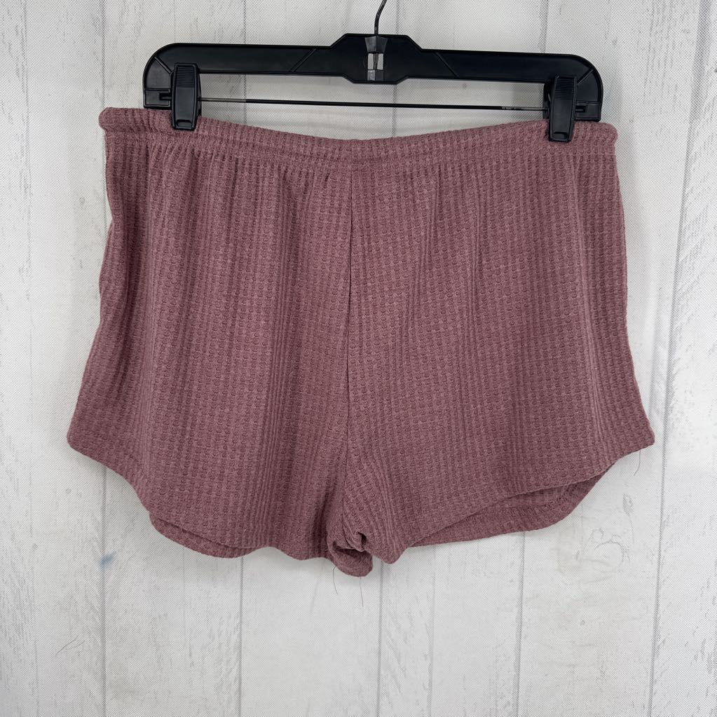 L 2pc waffle knit shorts set
